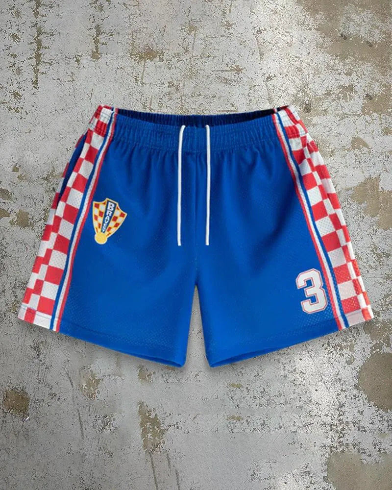 Men's quick-drying digital print beach shorts in loose fit with elastic waistband