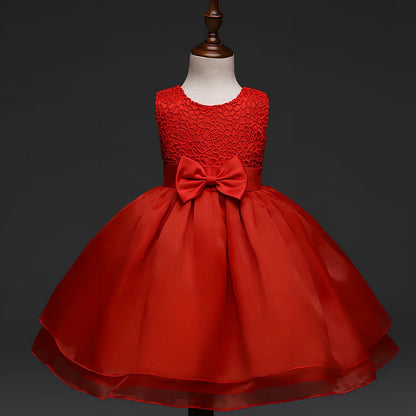 Baby girl wedding dress in pink with hook flowers, size 12 months, for full moon ceremonies