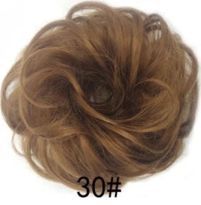 Synthetic wavy curly messy hair bun for women, 12cm diameter, high-temperature wire