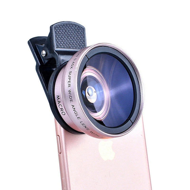 Universal HD mobile phone lens combo with wide-angle and macro capabilities