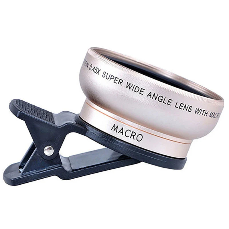 Universal HD mobile phone lens combo with wide-angle and macro capabilities