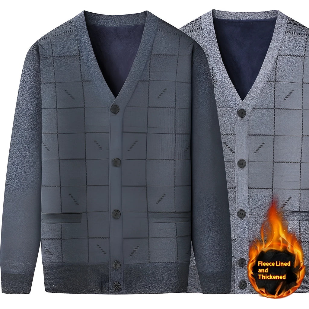 Men's plus-size polyester cardigan with batwing sleeves in grey and brown colour options