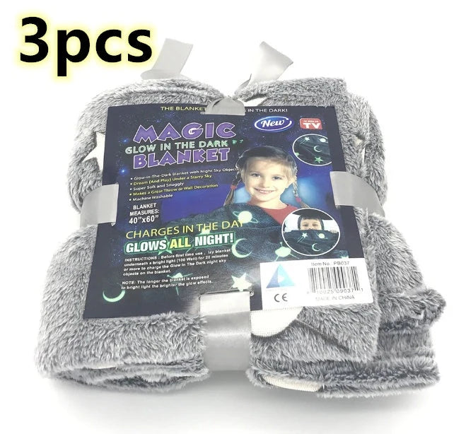 Glowing stars and moons polyester wool blanket for nighttime comfort