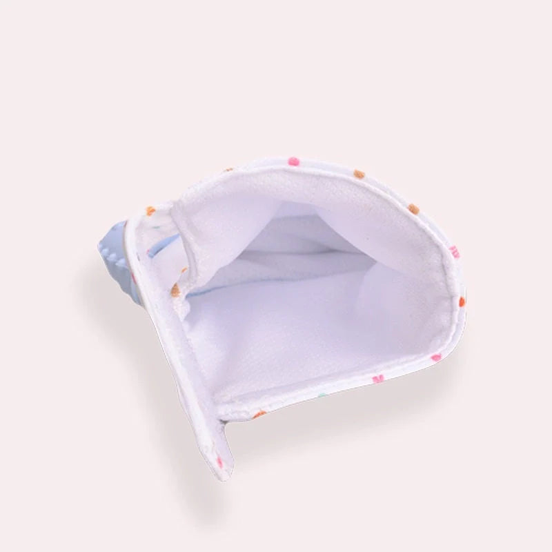 Baby silicone molar teething gloves in various colours with secure Velcro strap