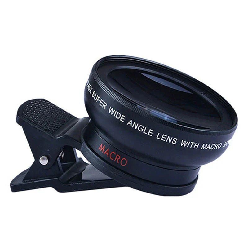 Universal HD mobile phone lens combo with wide-angle and macro capabilities