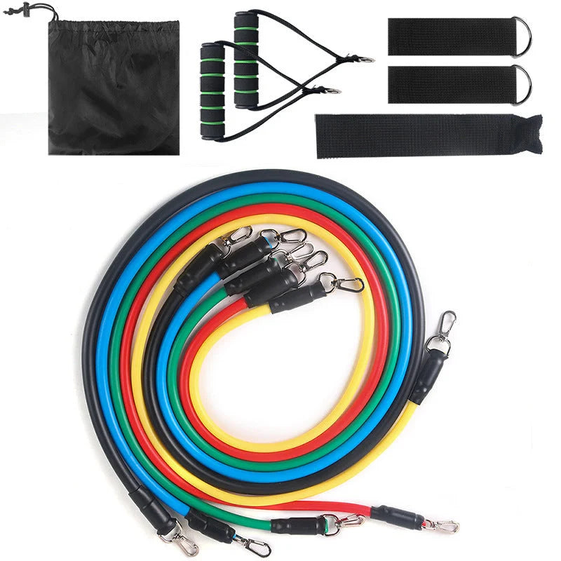 Pull Rope Elastic Rope Strength Training Set with multiple resistance bands and accessories