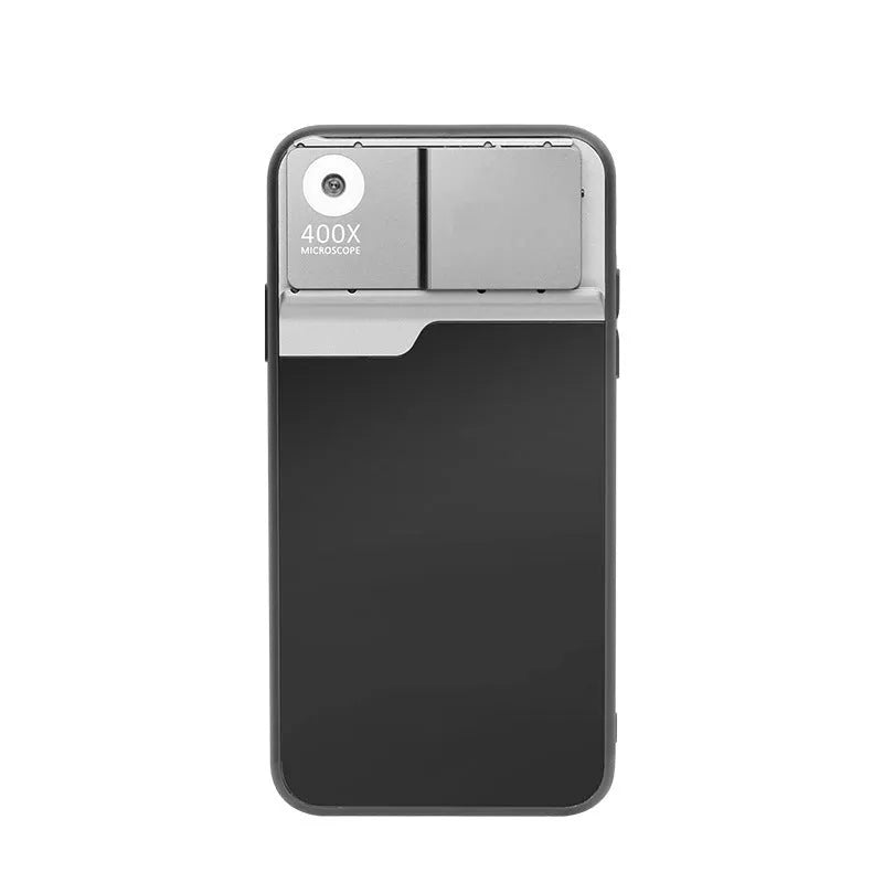 400X mobile phone microscope lens with aluminium alloy and black silver finish for iPhone compatibility