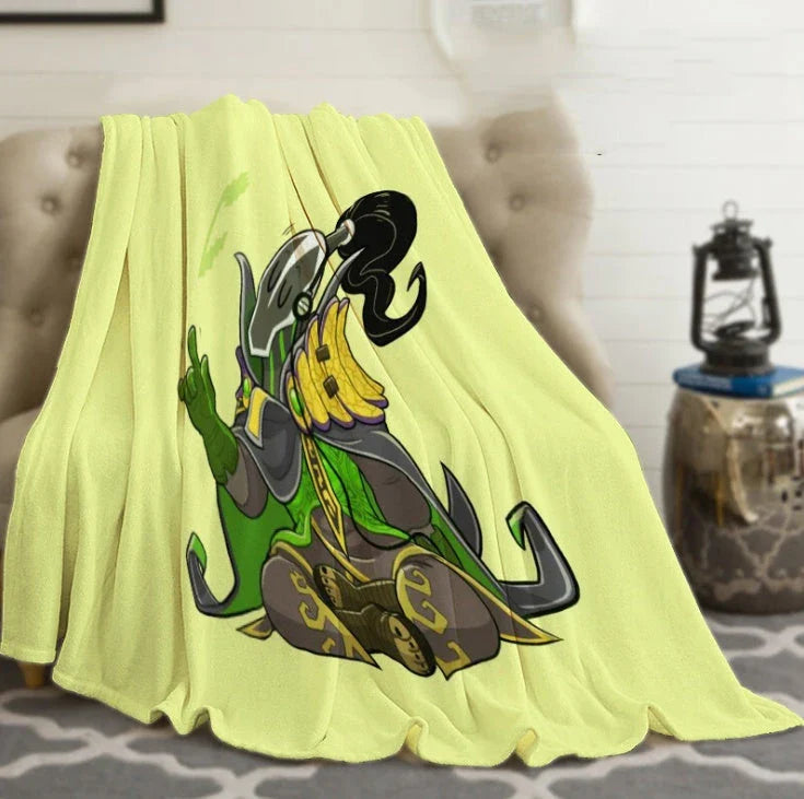 Custom design flannel blanket with knee warm feature, available in multiple sizes