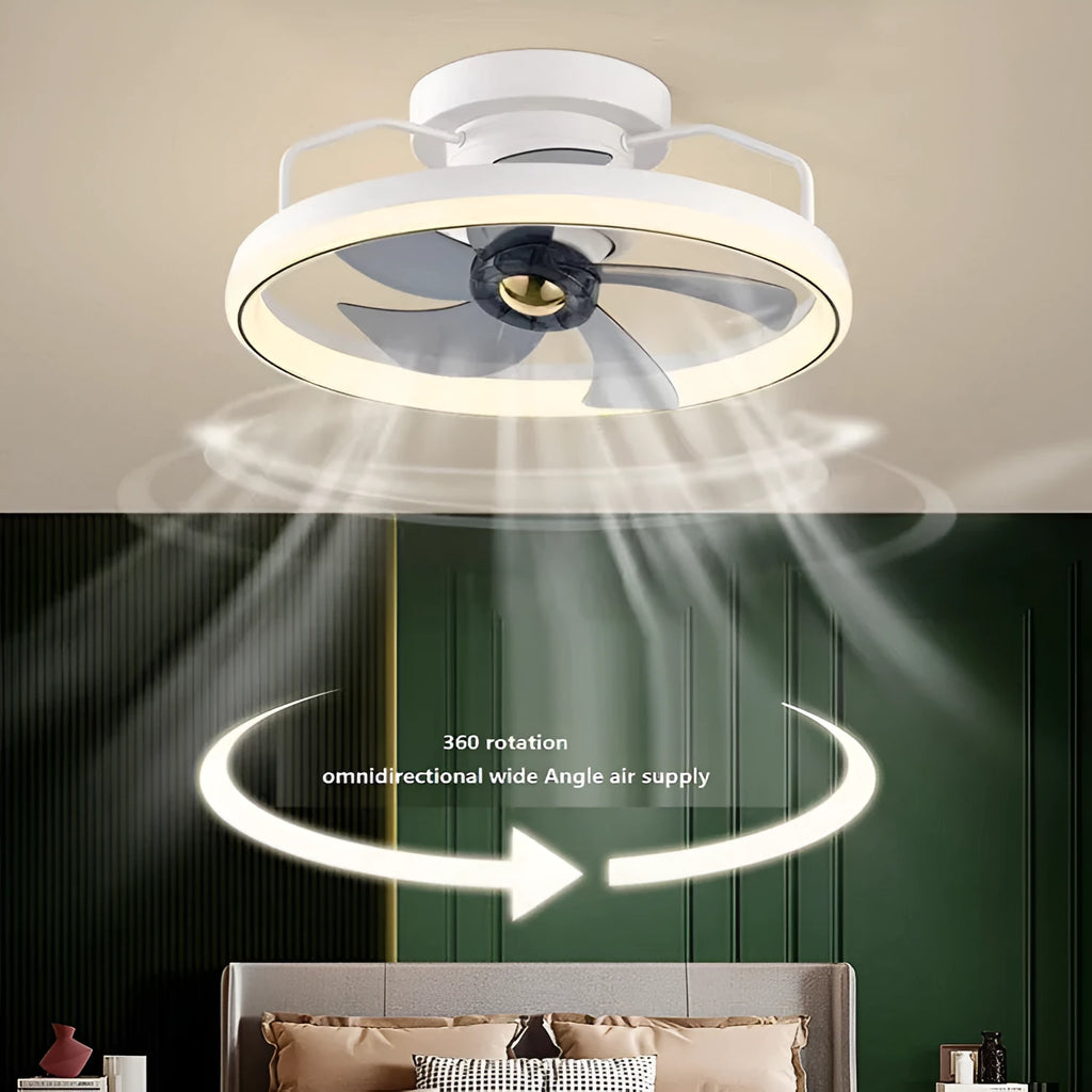 Modern simple style ceiling fan with integrated light in six colour options