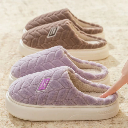 Cozy Non-Slip Plush House Slippers for Men and Women in a variety of fashionable colors with thick, non-slip soles and soft, plush lining for maximum comfort and traction.