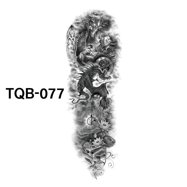 Waterproof full arm tattoo sticker with vibrant designs for temporary body art