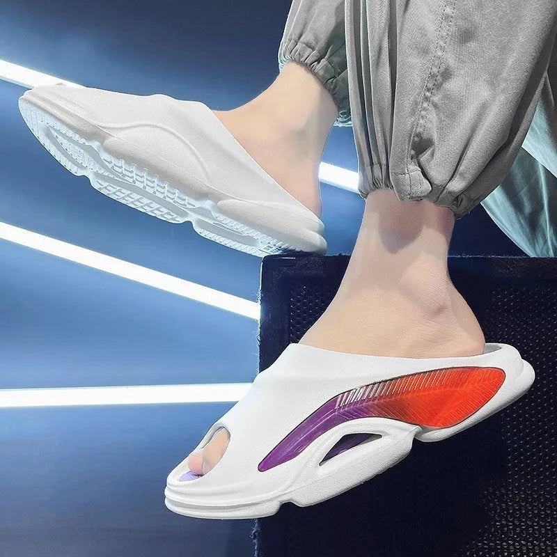 Men's EVA outdoor casual sandals in White Blue, White Green, and White Purple, sizes 38 to 45
