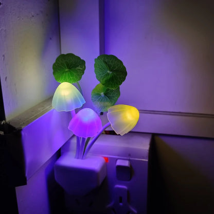 LED Mushroom Night Light with color-changing feature and automatic sensor