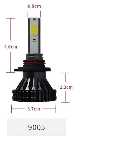 9005 HB3 LED automotive headlight with aluminium housing and heat dissipation fins