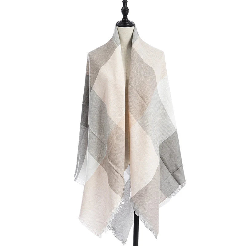 Women's double-sided Qicaigei scarf shawl in imitation cashmere, 140x140cm