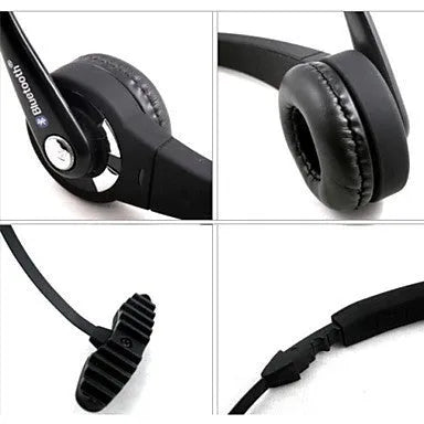 Black and silver Bluetooth wireless headset with headband design and microphone for PS3 and mobile phone voice calls
