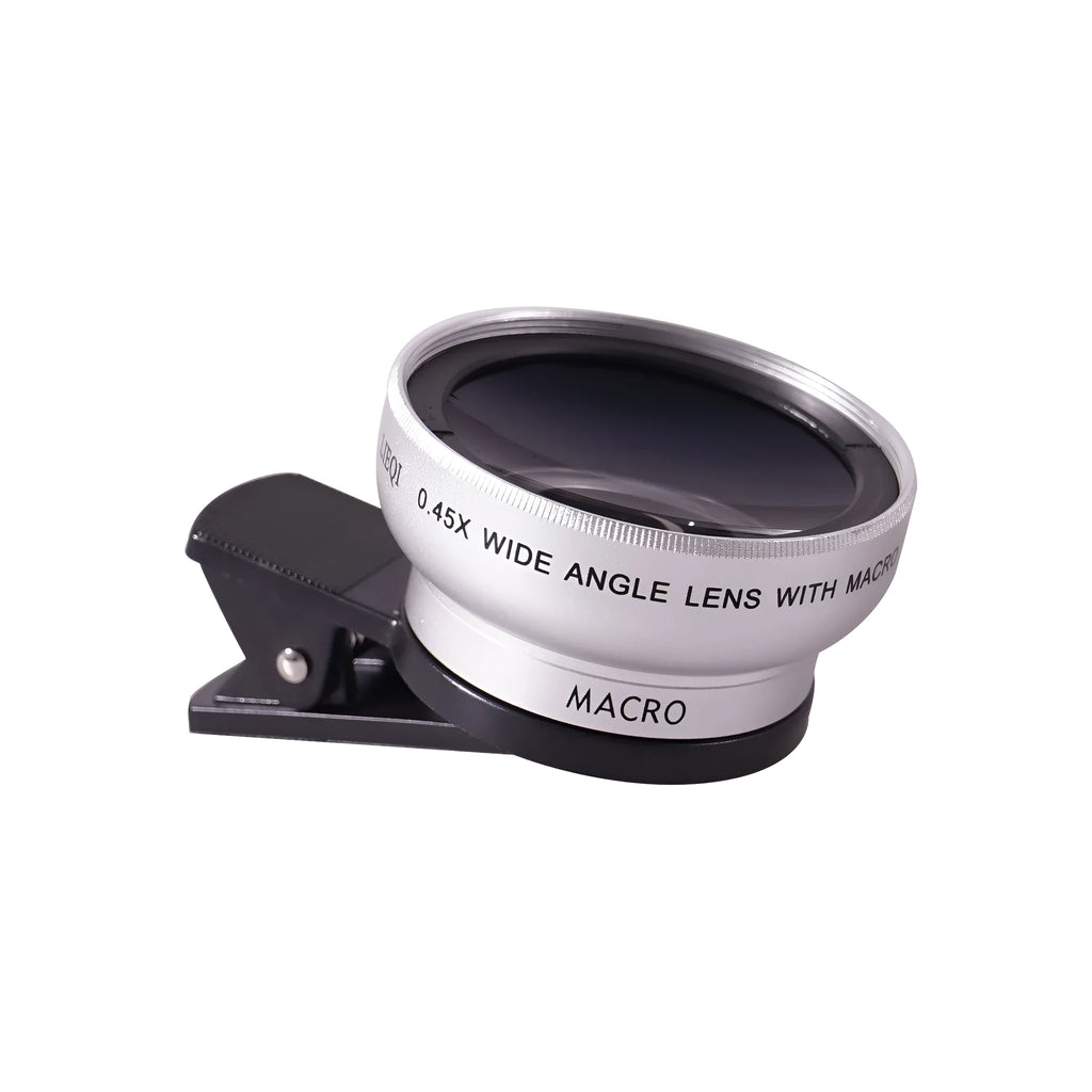 LIEQI See 0.45X wide-angle mobile phone camera lens with macro function in silver finish