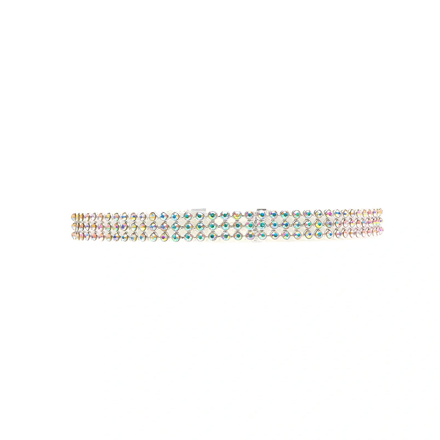 Women's full crystal rhinestone choker necklace, 29cm length with 10cm extension, multicolor or white options in 1-2.5cm widths
