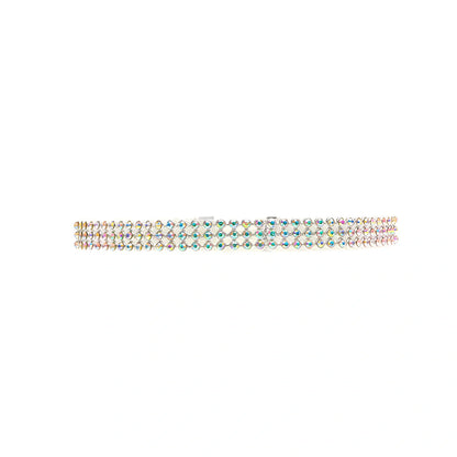 Women's full crystal rhinestone choker necklace, 29cm length with 10cm extension, multicolor or white options in 1-2.5cm widths
