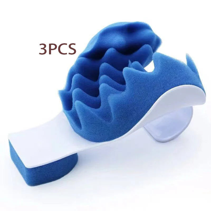 Blue neck cushion with premium sponge and polypropylene construction for superior comfort and support