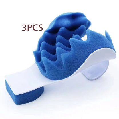 Blue neck cushion with premium sponge and polypropylene construction for superior comfort and support