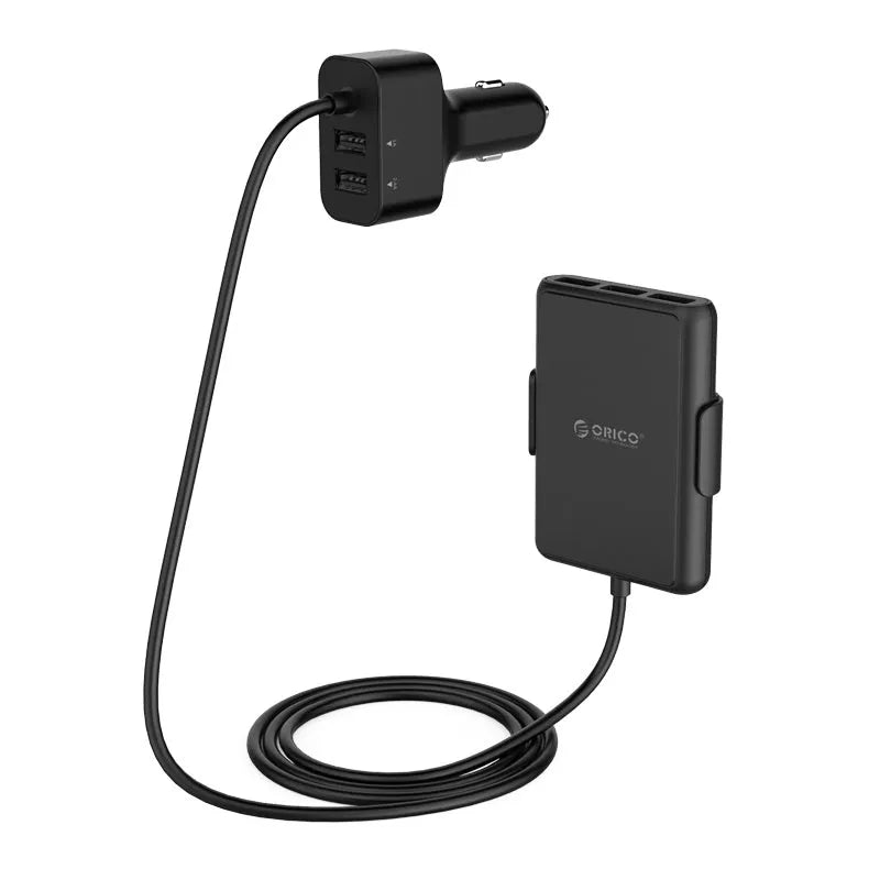 ORICO 5-port QC3.0 car charger with expander, black, 52W output, 1.8m cable