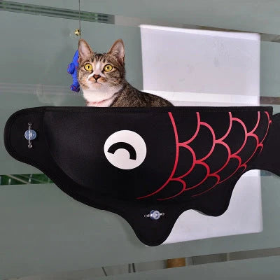 Window-mounted pet hammock in various colours, suitable for cats and small dogs