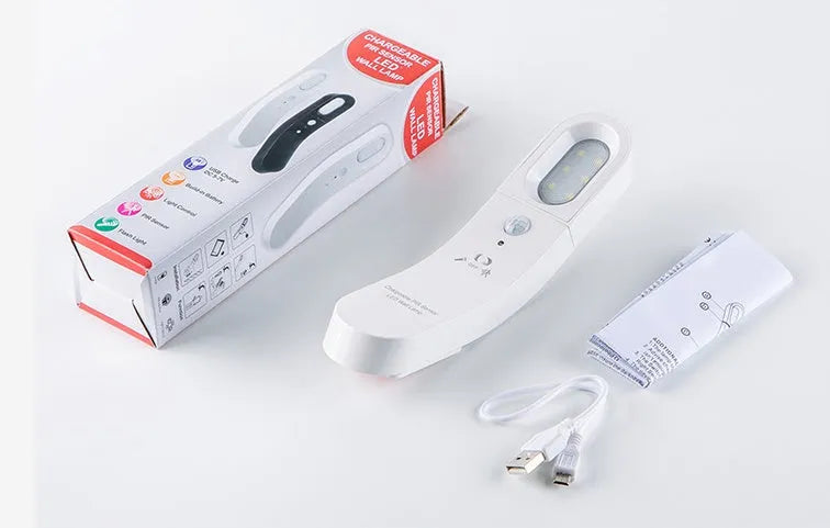 USB human body night light with LED lamp, PC lampshade, inductive switch, 195x44x60 mm, black/white, 3000k/6500k