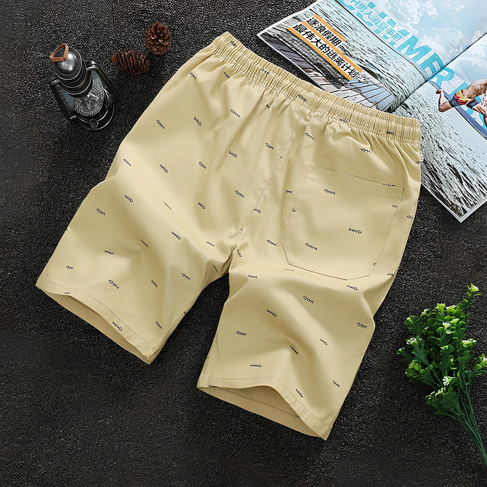 Cotton beach shorts with reinforced stitching in multiple colours and sizes