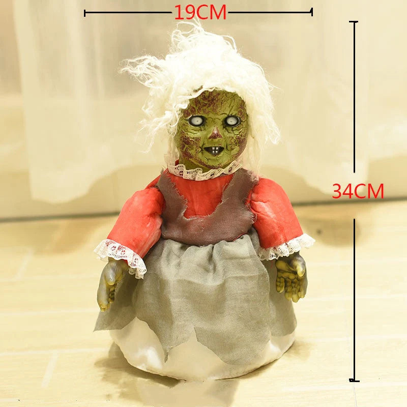 Halloween decoration walking doll with voice activation, glowing eyes, and walking feature