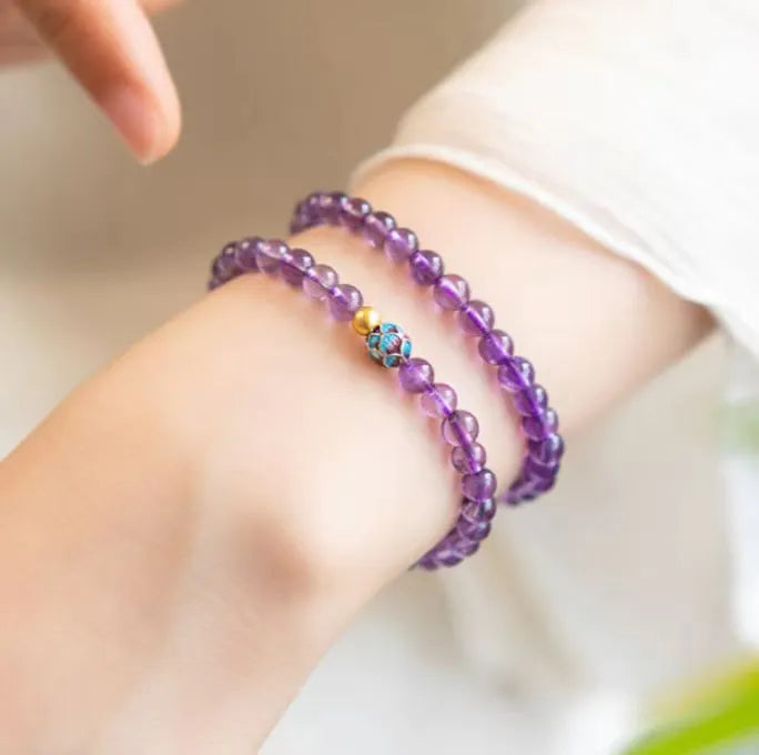 Nine Purple Lotus Bracelet in a retro Chinese student style for women