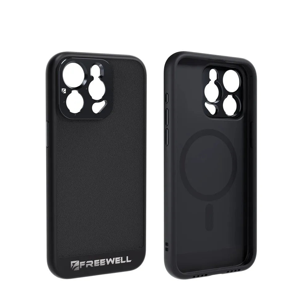 Black protective phone case compatible with iPhone 13 Pro, 14 Pro, and 15 Pro models.