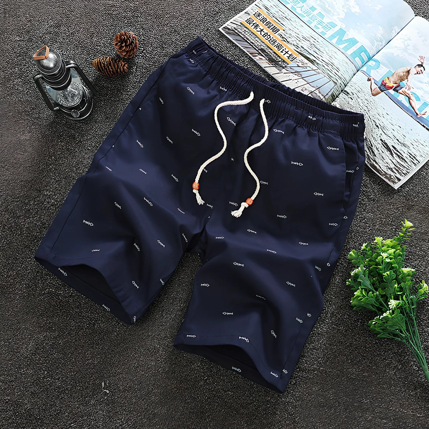 Cotton beach shorts with reinforced stitching in multiple colours and sizes