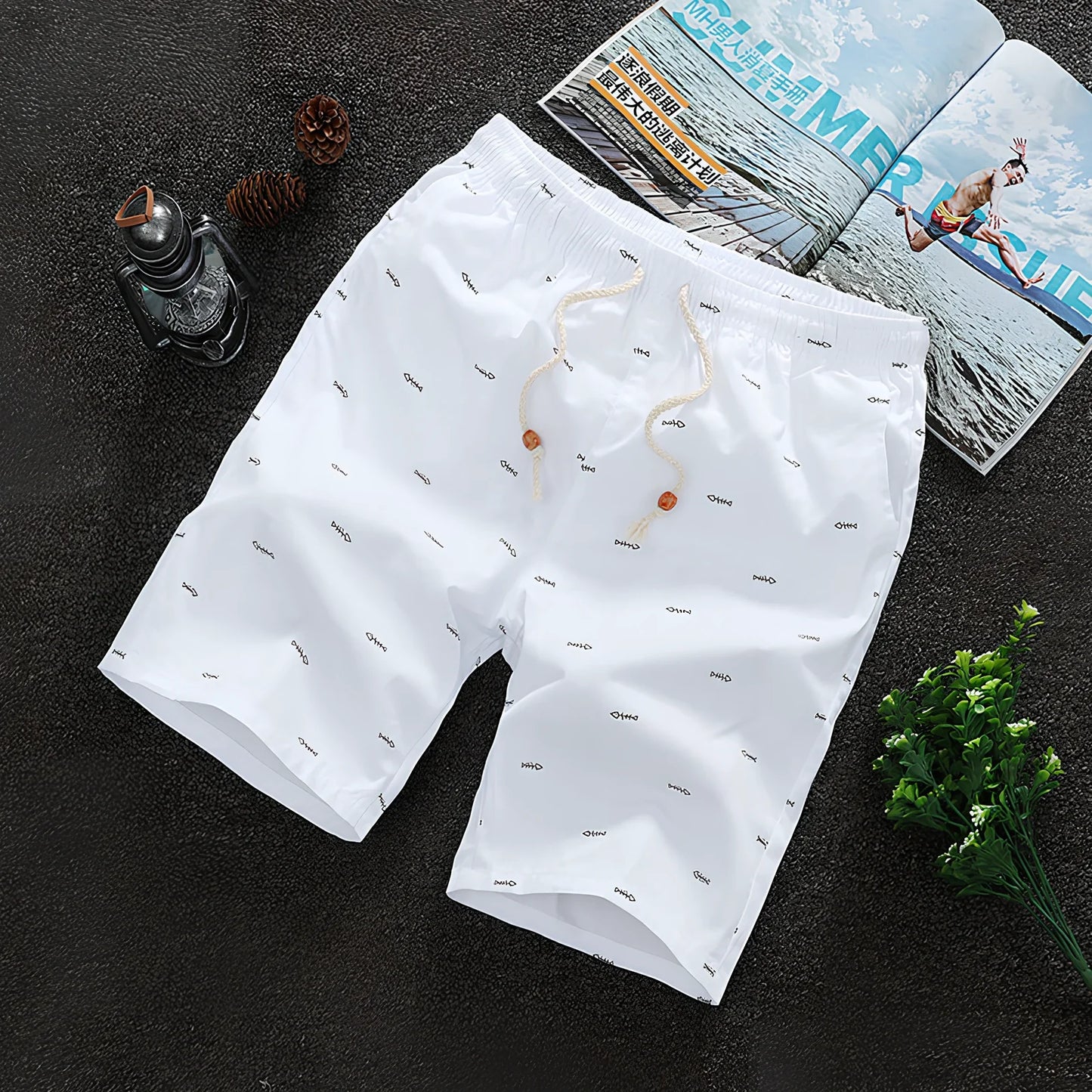 Cotton beach shorts with reinforced stitching in multiple colours and sizes