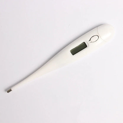 Compact electronic thermometer in white for quick temperature checks