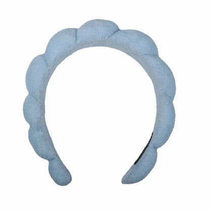 Handmade cloth SPA headband in pink, denim blue, black, or white for facial treatments and showers