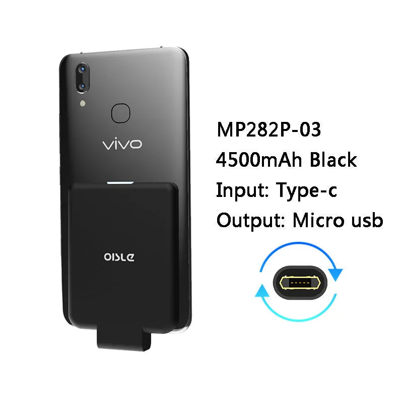 MP282P 4500mAh back clip battery pack in black white blue pink and red colour options