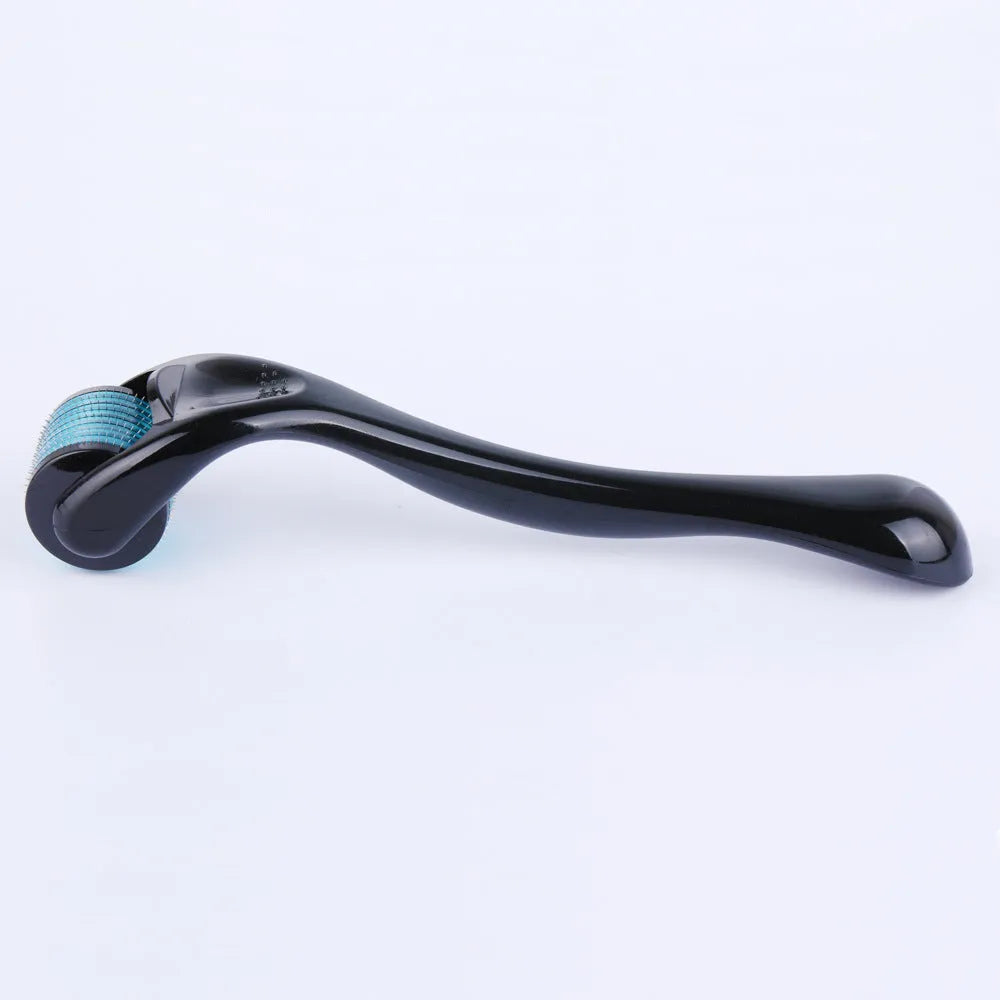 Microneedle roller with SUS304 medical steel needles, black handle, for wrinkle and scar treatment