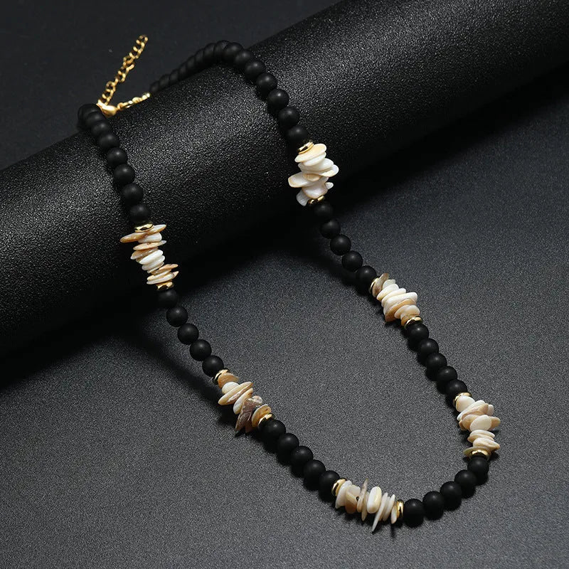 Bohemian punk necklace for men hand-woven coconut shell beads crystal pendant turquoise colour geometry ellipse shape 41-50cm