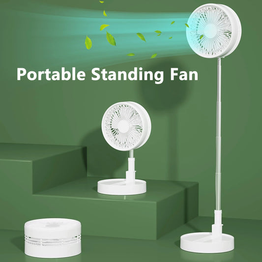 Powerful portable USB fan with adjustable airflow, long-lasting battery, and telescopic stand for indoor and outdoor use