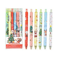Set of six black ink cartoon design pens packaged as a Christmas reward gift.