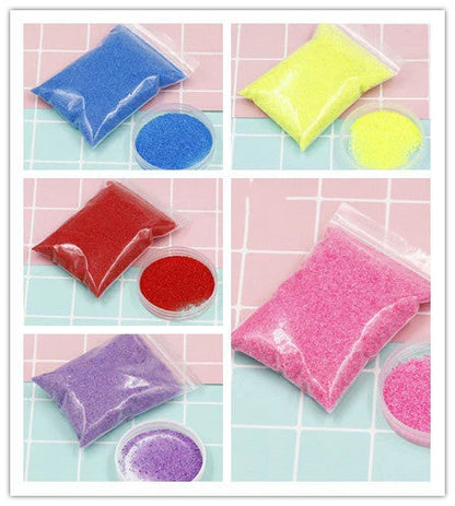DIY Non-toxic Magic Mars Space Sand in seven colours for creative and educational play