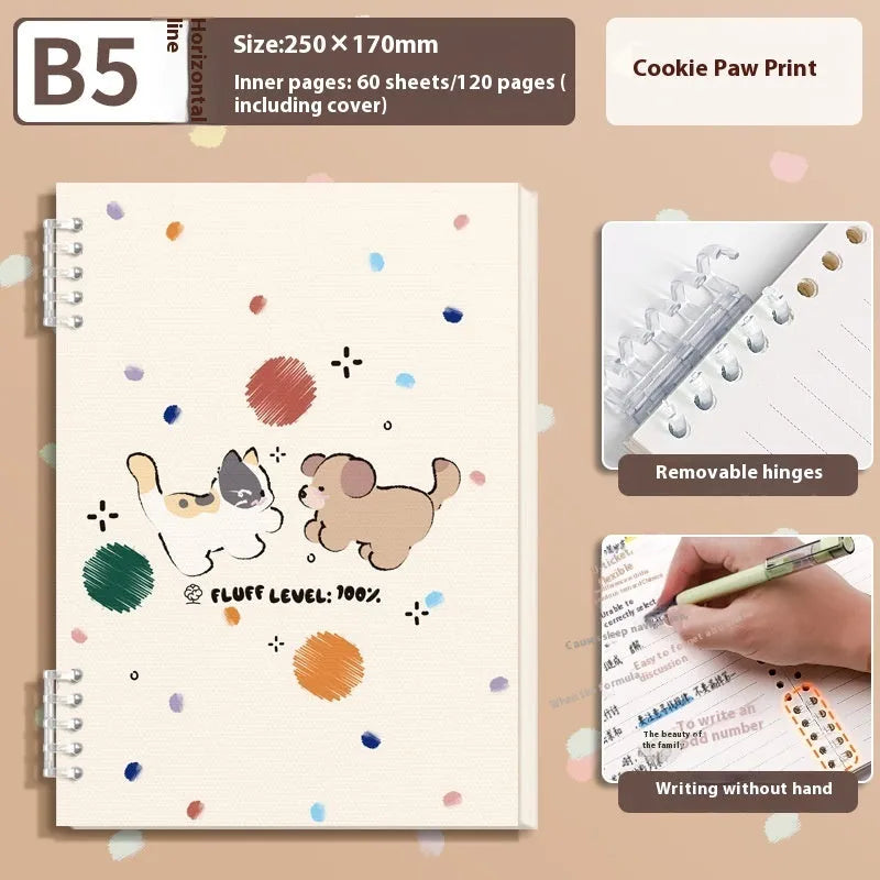 A5 thickened loose-leaf notebook with detachable coil, 60 sheets, 20.3x14.0cm, picture style cover