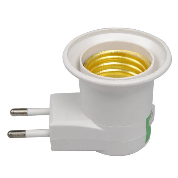 White E27 wall plug-in lamp holder with switch control and phenolic bakelite housing