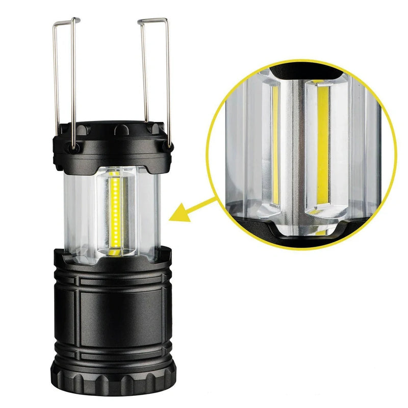 COB camping lamp with solar charging capability provides 6-8 hours continuous illumination through energy-efficient LED technology and portable telescopic design