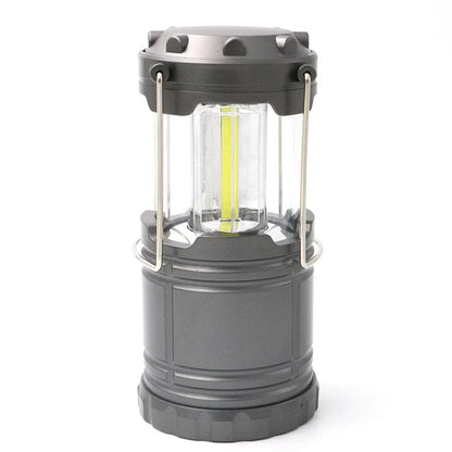 Gold blue black telescopic camping lamp with solar panel and foldable handle extended to 19.5cm height