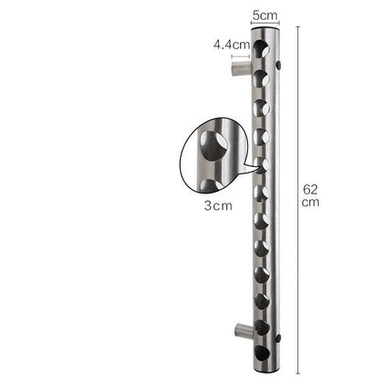 Stainless steel wall-mounted wine rack with 8 or 12 hole options for elegant wine storage