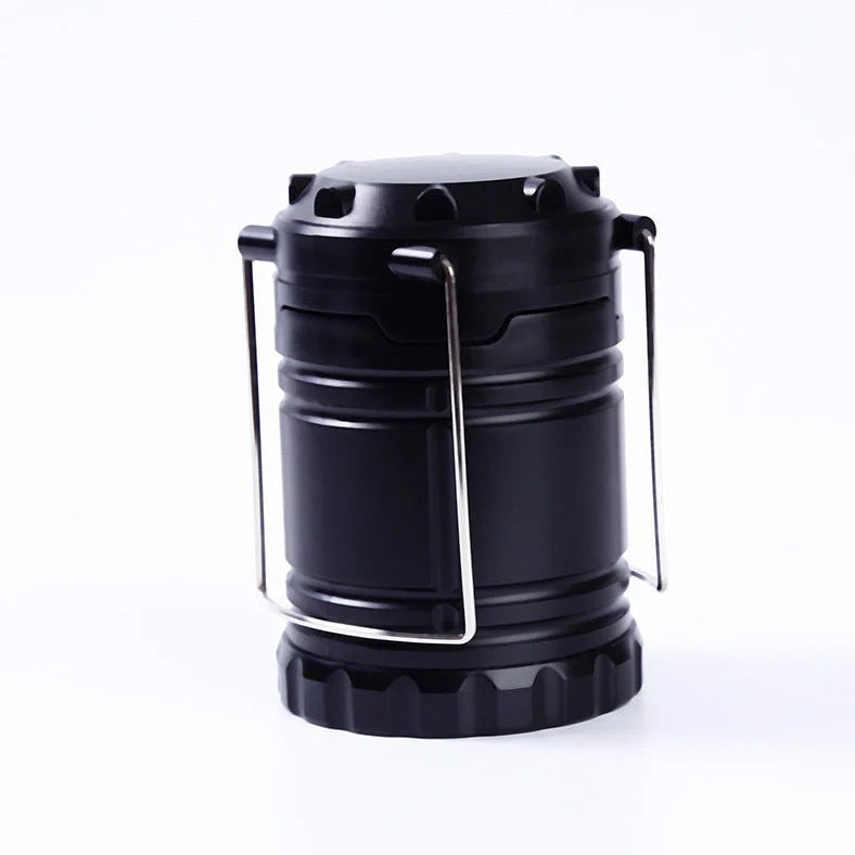 Gold blue black telescopic camping lamp with solar panel and foldable handle extended to 19.5cm height