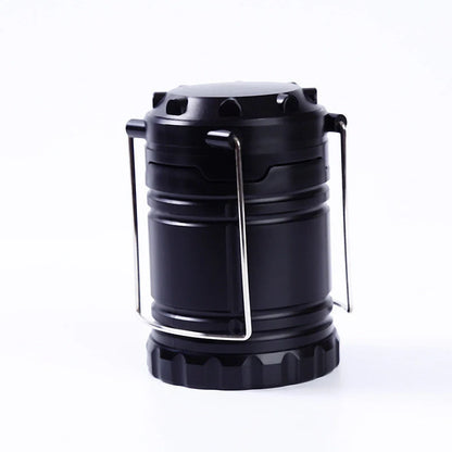 Gold blue black telescopic camping lamp with solar panel and foldable handle extended to 19.5cm height