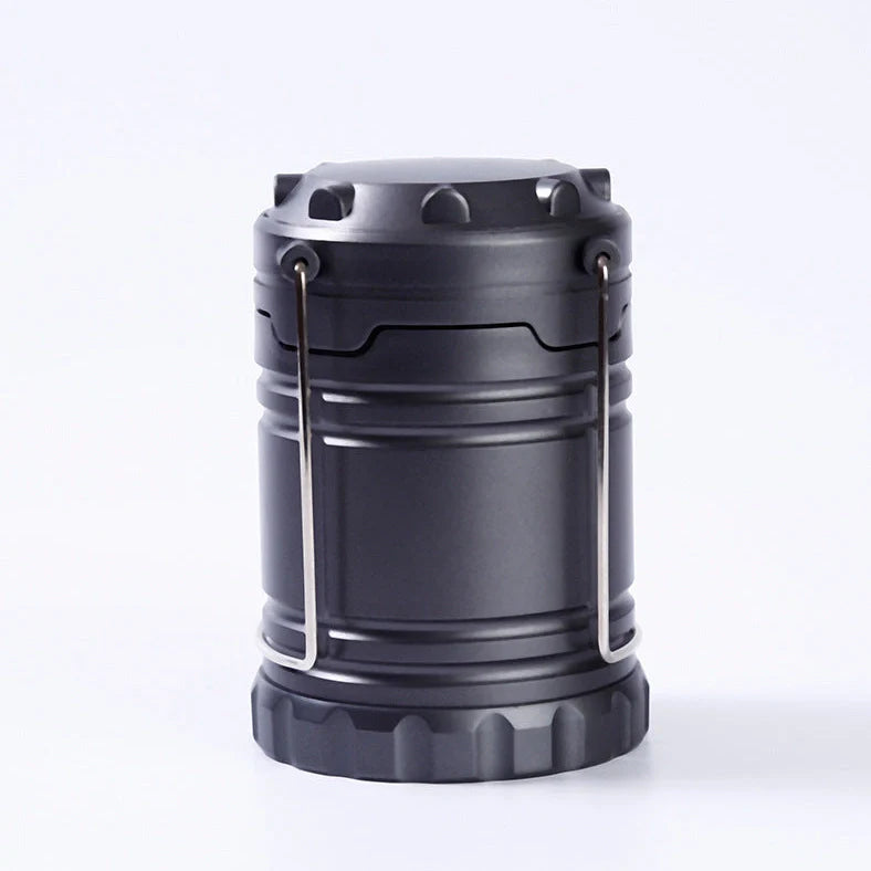 Gold blue black telescopic camping lamp with solar panel and foldable handle extended to 19.5cm height